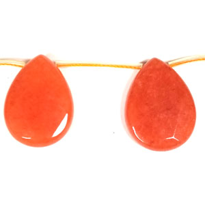DYED JADE FACETED PEAR SD 22X30MM ORANGE